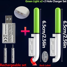 Resim 5 Parça Set 2 Kamış Ucu + 2 Şarj Edilebilir CR425 Piller + Balıkçılık Kamışı Işığı için 1 Çift Portlu USB Şarj Cihazı (Piller Dahil, Kontrol Etmek İçin Vidalı) 