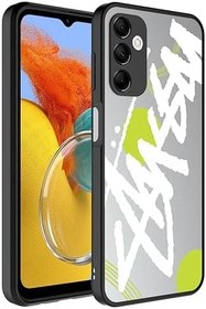 Resim Aksesuarcim Samsung Galaxy M14 ile Uyumlu Kılıf Aynalı Parlak Desenli Figürlü Kamera Lens Korumalı Kapak Mirror Yazı 