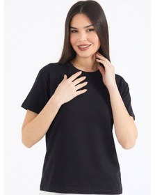 Resim Thiff Gymwear Kadın Modal Kumaş Kısa Kolu Basic Tişört Siyah 