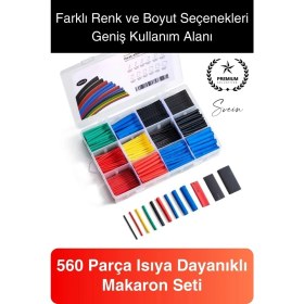 Resim 560 Parça Makaron Seti Kutulu Kablo Birleştirme Koruyucu Yalıtım Sıcaklıkla Daralan Tamirat Kaplama 