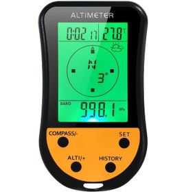 Resim Dış Mekan 8 Fonksiyonlu Dijital Yükseklik Ölçer - Barometre, Kompas, Termometre, Hava Durumu, Saat, Takvim İle Lcd Işık Ekranı Siyah-sarı 