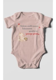 Resim Morivokids Dedeye Ve Babaanneye Özel Kısa Kollu Bebek Body %100 Pamuk Pastel Pembe 