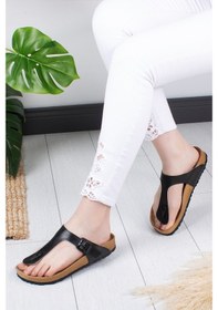 Resim Khayt Angel Anatomik Ortopedik Parmak Arası Günlük Kadın Terlik-Siyah 