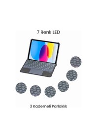 Resim Apple Uyumlu iPad 10.5 360 Manyetik Standlı Touchpadli Ledli Katanya Klavyeli Tablet Kılıfı Klavyeli Kılıf 