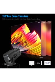 Resim Teknodrone Vision Pro Taşınabilir Android Projeksiyon Wifi Destekli Akıllı Sinema Projektör Siyah Ultra HD 