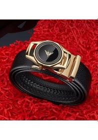 Resim William Polo Williampolo Hakiki Deri Erkek Gold Tokalı Kemer Siyah 