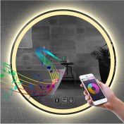 Resim Global Led Mirror 50 cm Bluetoothlu Dokunmatik Tuşlu Buğu Yapmayan Ledli Yuvarlak Banyo Aynası 