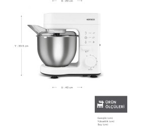 Resim Özbience Stella Stand Mikser 1500W, 5 Litre, Beyaz, Güçlü ve Şık Tasarım 