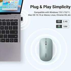 Resim Mena Rise Ugreen Kablosuz Fare, 2,4 Ghz USB Bağlantısı, Maks. 4000 Dpi, 18 Ay Pil Ömrü. Pc, Mac, Dizüstü Bilgisayar, Windows 11, 10, 8.1, 7, Macos, Linux ile Uyumlu (Yeşil) 