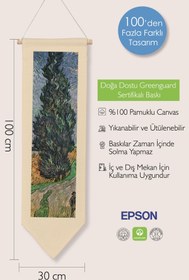 Resim Van Gogh Duvar Halısı, Sanat Serisi Dekor, 100cm Kanvas Flama Askılı Duvar Örtüsü NO:745 - Renkli - 16 / 30 x 100 