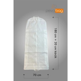 Resim Pevabag 2 Parça (2 Adet ) Pevabag Gelinlik ve Abiye Kılıfı (Gamboç) / 70*180+20CM 80 gr Beyaz Kumaş Beyaz 