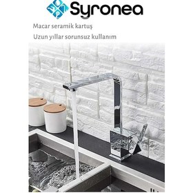 Resim Square Kare Krom Mutfak Eviye Lavabo Bataryası Banyo Mutfak Musluk 360 Derece Döner Ağır Gövde Krom 
