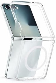 Resim Samsung Galaxy Z Flip 7 Uyumlu Kamera Korumalı Magsafe Wireless Şarj Özellikli Lüks Şeffaf Silikon Telefon Kılıfı 