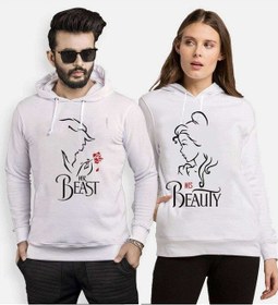 Resim Tshirthane Beast Beauty Gül Sevgili Kombinleri Kapüşonlu Kombini 