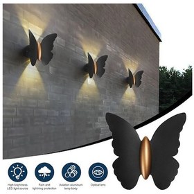 Resim 3 Adet Elektrikle Çalışır, 6 Watt Gün Işığı Ledli Kelebek Duvar Aplik İç Ve Dış Mekan Ip65 Aplik Gün Işığı - Sarı 