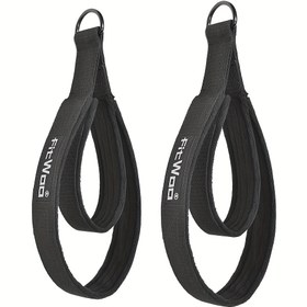 Resim 1 çift Çift Halkalı Pilates Kayışları Reformer için - Ev Spor Salonu Antrenmanı için D-halkalı Yoga Egzersiz İpleri - Konfor için Yastıklı Polar polar 