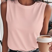 Resim Kadınlar için uygun, tüm mevsimler için uygun, düz renkli, rahat, kolsuz, moda tank üstü. 