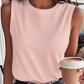Resim Kadınlar için uygun, tüm mevsimler için uygun, düz renkli, rahat, kolsuz, moda tank üstü. 