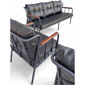 Resim Siyah Deri Metal Ofis Koltuk Takımı Büro Koltuk Ve Kanepeleri Bekleme Koltukları- 3 -1-1 Siyah 