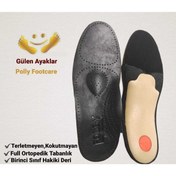 Resim POLLY FOOTCARE GÜLEN AYAKLAR Hakiki Derili Full Ortopedik Içe Basma Ve Düz Tabanlar Için Ayakkabı Iç Tabanlık Siyah 