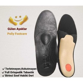 Resim POLLY FOOTCARE GÜLEN AYAKLAR Hakiki Derili Full Ortopedik Içe Basma Ve Düz Tabanlar Için Ayakkabı Iç Tabanlık Siyah 