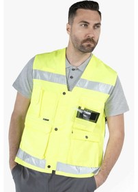 Resim Reflektörlü Çok Cepli Haritacı Yeleği 
