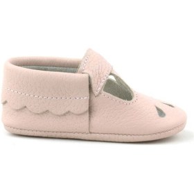 Resim Hapshoe Kids Hakiki Deri Pudra Lastikli Kız Bebek Patik Pudra 