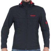 Resim Ceket Jaws Kapşonlu Soft Shell Motosiklet Montu Siyah-Kırmızı - Xl 