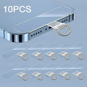 Resim 10 adet TPU Cep Telefonu Askı Stickerları - Çıkarılabilir Kayıp Önleyici Kayış Bağlantı Kiti ile Evrensel Yapışkanlı Cep Telefonu Tutucu 