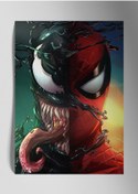 Resim Metal Baskı Marvel Parlak Duvar Tablosu - Spiderman Venom 