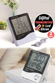 Resim Gaggani 2 Adet Dijital Ekran Termometre Nem Saat Alarm Higrometre Ölçer Mekan Elektronik Monitör Oda Termo 