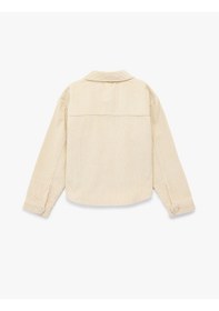 Resim Koton Pamuklu Uzun Kollu Oversize Kadife Gömlek Bej 6wkg60019aw Ekru 