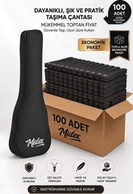 Resim Midex CS-24A-100X Concert Ukulele Çantası 100'lü Paket Kaliteli Siyah Kılıf 100 Adet 