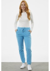 Resim Beli Lastikli Jogger Eşofman Altı - Turkuaz 001 