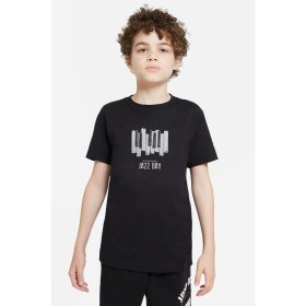 Resim Qivi International Jazz Day Piano Button Baskılı Unisex Çocuk Siyah T-Shirt 