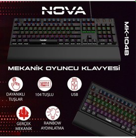 Resim Node Game Nova ND-MK-104BB RGB Kablolu Oyuncu Mekanik Klavye 