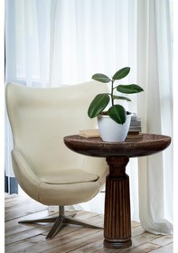 Resim Wood Wooden Tekli Ahşap Fitilli Mantar Yan Sehpa Koyu Ceviz 