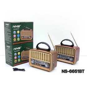 Resim NNS Ns-6651BT Taşınabilir Nostaljik Radyo Bluetooth Speaker Usb+Tf card+Aux 