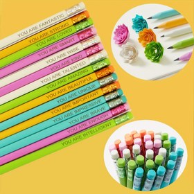 Resim 15'li HB Reçine Kalem Seti, İlham Verici Alıntılar, 2mm Kalın Uçlu, Makaron Renkli, 14 Yaş ve Üzeri İçin Motivasyonel Kazınmış Kalem Seti 