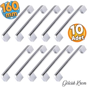 Resim Badem10 Gölcük Oval (160 Mm-16 cm) Metal Krom Mobilya Mutfak Çekmece Dolap Dolabı Kulpu Kulbu Kulpları 10 ADET 
