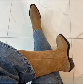 Resim H&K GLOW Hakiki Süet Deri Kovboy Çizme 