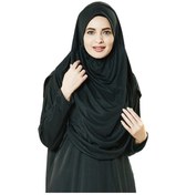 Resim Siyah Namaz Elbisesi - Kabe Motifli Seccade ve Tesbih - Ibadet Se 