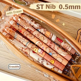 Resim 6'lı Paket Kapibara Silinebilir Kalemler - Saklama Tasarımı, Akıcı Yazım, Hızlı Kuruyan Mavi ve Pembe Mürekkep, Ofis Malzemeleri & Okul Aksesuarları İçin İdeal | Şık Tasarım, 18 Yaş ve Üzeri için Uygun 