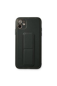 Resim artlab Art İphone 12 Kılıf Coco Deri Standlı Kapak - Füme Lab 