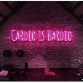 Resim Cardıo Is Hardıo Yazılı Neon Tabela Pembe 