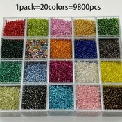 Resim 9800 adet 2mm Cam Tohum Boncukları, 20 Canlı Renk, Takı Yapımı için Yüksek Kaliteli Yuvarlak Top Boncuklar, DIY Küpe, Bilezikler, El Sanatları 