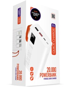 Resim Powerway 20.000 Mah Pd 22.5w Kablolu 3.0 Hızlı Şarj Gerçek 20.000 Mah Garantili Işıklı Qc20 Beyaz Powerbank 