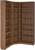 Resim Köşe Kitaplık, Kahverengi Ceviz Görünüm, 136/136x28x237 Cm Abanoz 