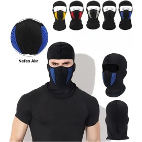 Resim Breen Motorcular için Mavi-Siyah Yüz Maskesi- Soğuk, Rüzgar ve Güneşten Yüz Koruyucu 