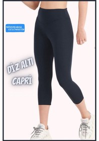 Resim Missmaral Yüksek Bel Toparlayıcı Kapri Tayt Diz Altı Lacivert Dar Paça Karyoka Dikiş Detaylı Capri 1020 Lacivert 